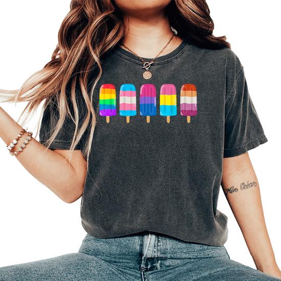 Women's Pride Ice Cream T-Shirt - LGBTQ Rainbow Graphic Tee, Short Sleeve, Casual Gay Pride Top - View #2