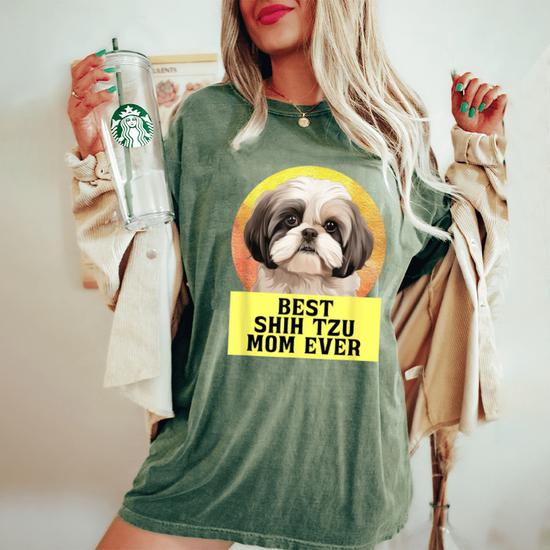 Women's 'Best Dog Mom Ever' Shih Tzu T-Shirt - Cute Dog Lover Gift Top