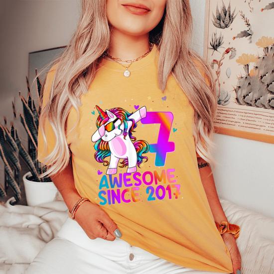 7 Years Old 7th Birthday Unicorn Dabbing Shirt Girl Party T-Shirt 7 Years Old 7th Birthday Unicorn Dabbing Shirt Girl Party T-Shirt