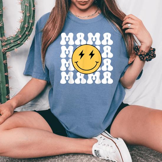 Groovy Happy Face Bolt Eyes One Happy Dude Birthday Mom Mama Women's Oversized Comfort T-Shirt - Seseable Groovy Happy Face Bolt Eyes One Happy Dude Birthday Mom Mama Women's Oversized Comfort T-Shirt - Seseable