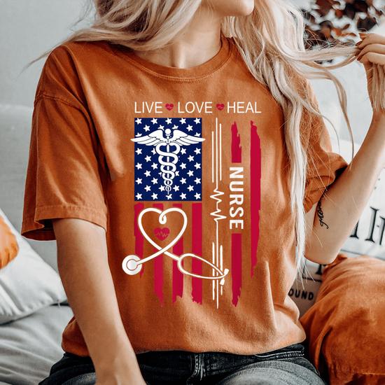 American flag nurse shirt best sale