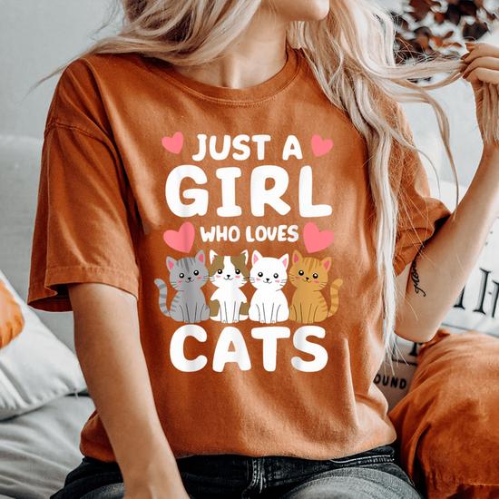 Cat Just A Girl Who Loves Cats Women s Oversized Comfort T Shirt Seseable UK