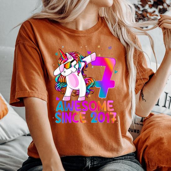 7 Years Old 7th Birthday Unicorn Dabbing Shirt Girl Party T-Shirt 7 Years Old 7th Birthday Unicorn Dabbing Shirt Girl Party T-Shirt
