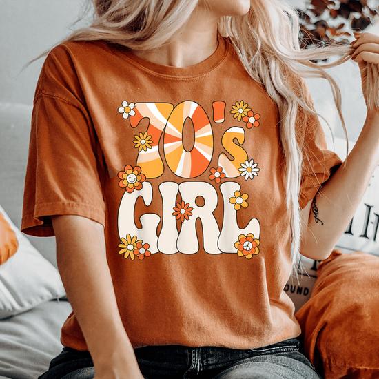 Groovy 70S Girl Hippie Theme Party Outfit 70S Costume Women Women s Oversized Comfort T Shirt Monsterry