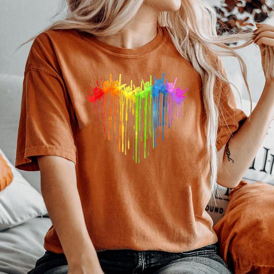 I Love You Hand Sign Rainbow Heart Asl Gay Pride Lgbt Women 
