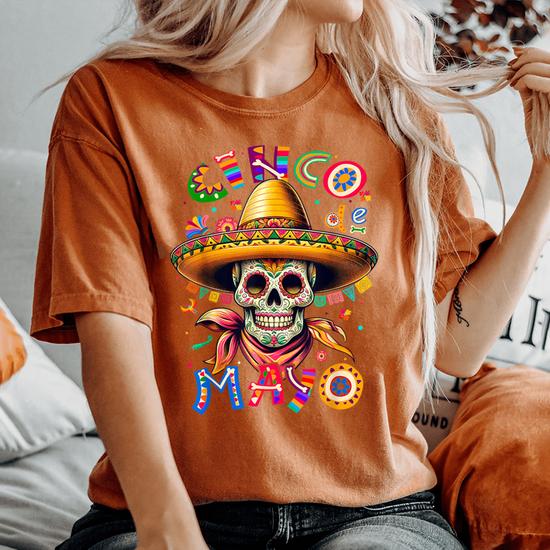 Sugar Skull Cinco De Mayo For Mexican Party Women's Oversized Comfort T- Shirt - Monsterry