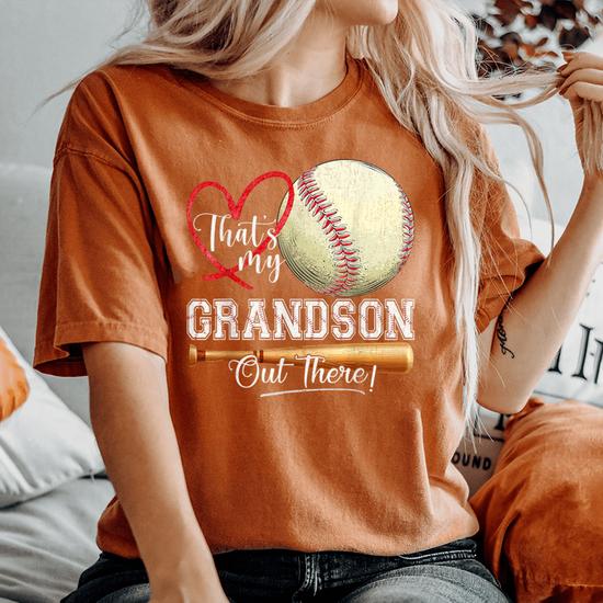 That s My Grandson Out There Baseball Grandma Mother s Day Women s Oversized Comfort T Shirt Monsterry