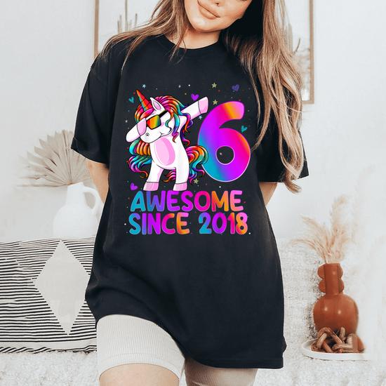 6 Years Old 6th Birthday Unicorn Dabbing Shirt Girl Party 6 Years Old 6th Birthday Unicorn Dabbing Shirt Girl Party