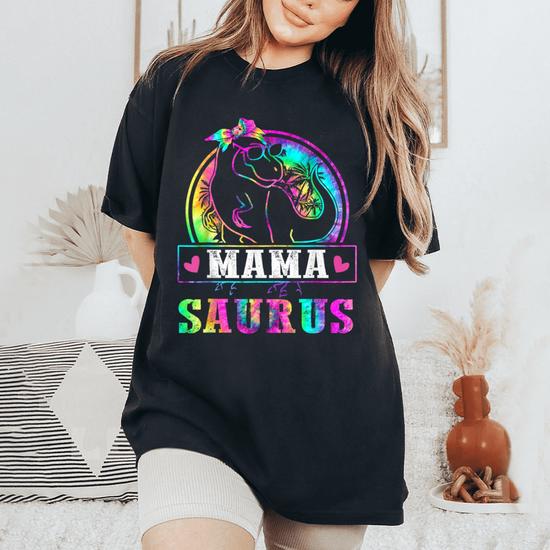 Mamasaurus Dinosaur Mama Saurus Family Matching Tie Dye Women's