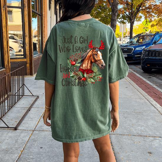 Just A Girl Who Loves Horses And Christmas Pretty Horses Women's