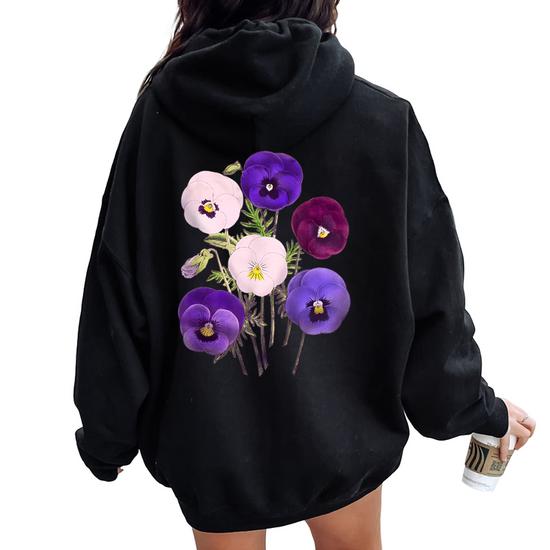 Alzheimer Purple Floral Pansy Dementia Alzheimer s Awareness Women Oversized Hoodie Back Print Seseable UK