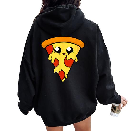 Cute Pizza T Boys Girls Men Women Oversized Hoodie Back Print