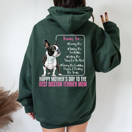 Happy Mother s Day To The Best Boston Terrier Mom Cute Women Oversized Hoodie Back Print Mazezy