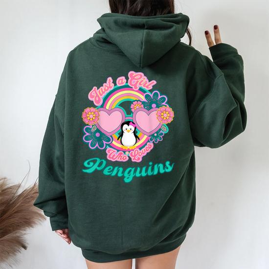 Just A Girl Who Loves Penguins Penguins Lovers Women Oversized Hoodie Back Print Thegiftio UK