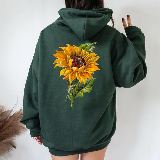 Sunflower Sunshine Floral Botanical Women Oversized Hoodie Back 