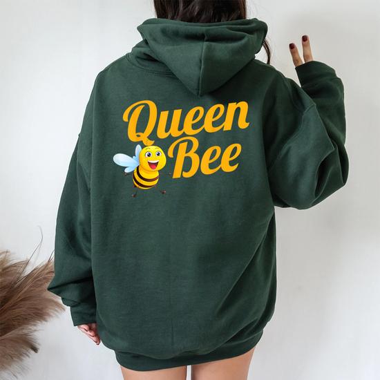 Queen Bee Bumble Bee Women Oversized Hoodie Back Print - Thegiftio