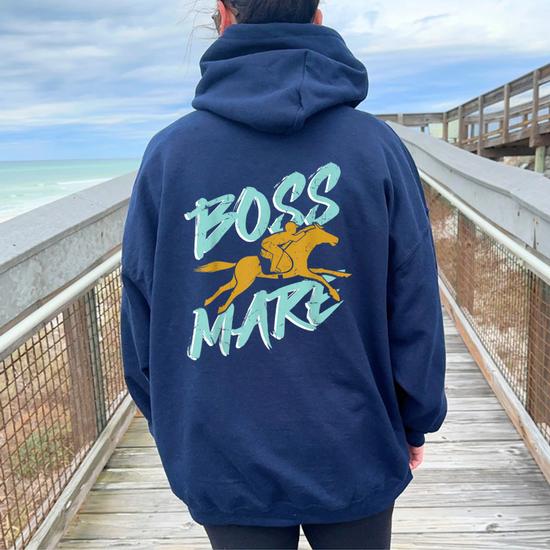 Boss Mare Horse Riding Boss Women Oversized Hoodie Back Print - Monsterry