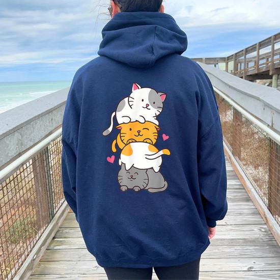 Blue cat fashion hoodie