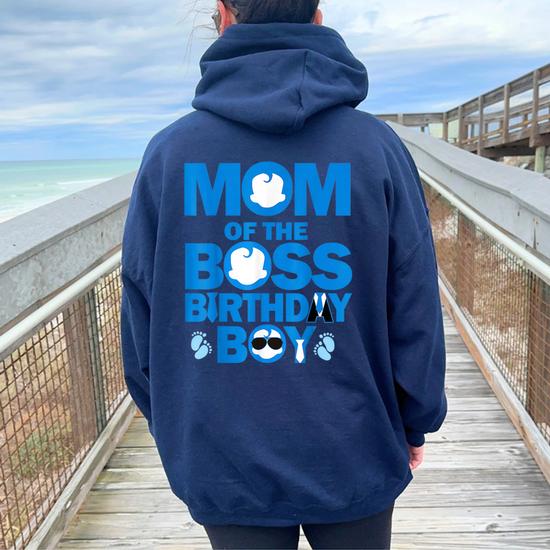 Dad And Mom Of The Boss Birthday Boy Baby Family Party Decor Women Oversized Hoodie Back Print Seseable UK