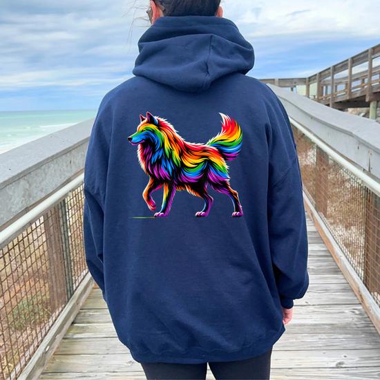 Wolf Rainbow Lgbtq Pride Month Women Oversized Hoodie Back Print Monsterry