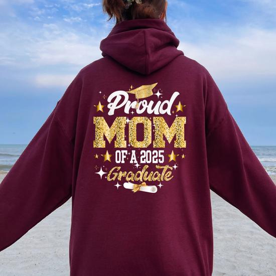 Proud Mom Of A 2025 Graduate For Family Graduation Women Oversized Hoodie  Back Print - Thegiftio