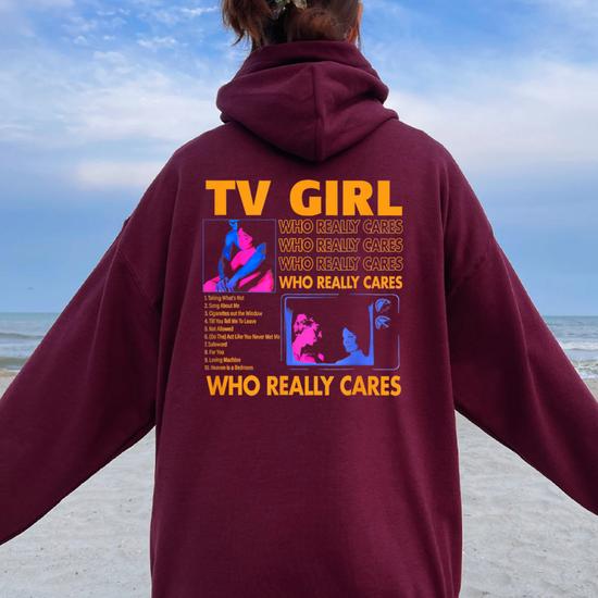 TV GIRL / WHO REALLY CARES　ティーヴィー・ガール Tv Girl Who Really Care Women Oversized Hoodie Back Print