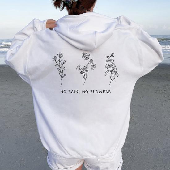 No Rain No Flowers Yellow Cute Flowers Women Oversized Hoodie Back