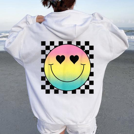 Rainbow checkered hoodie sale