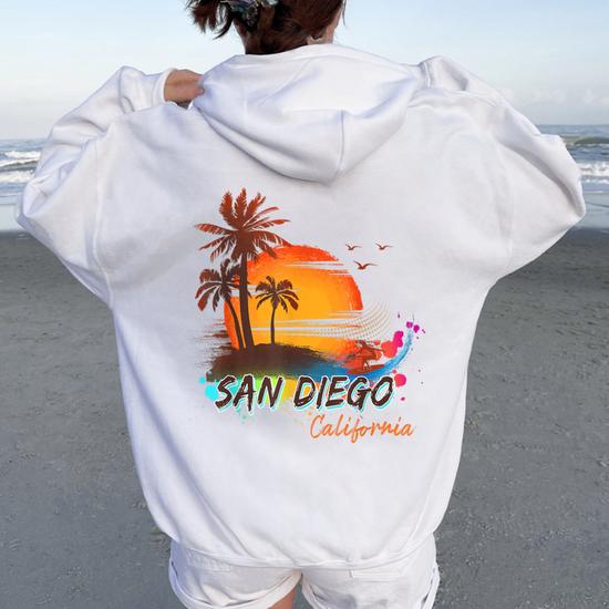 Summer Vacation San Diego California Beach Kid Women Oversized