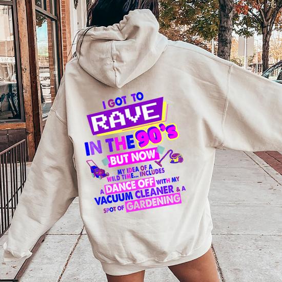 90S Ideas For Rave Outfit 90S Festival Costume Women Oversized Hoodie Back Print Thegiftio