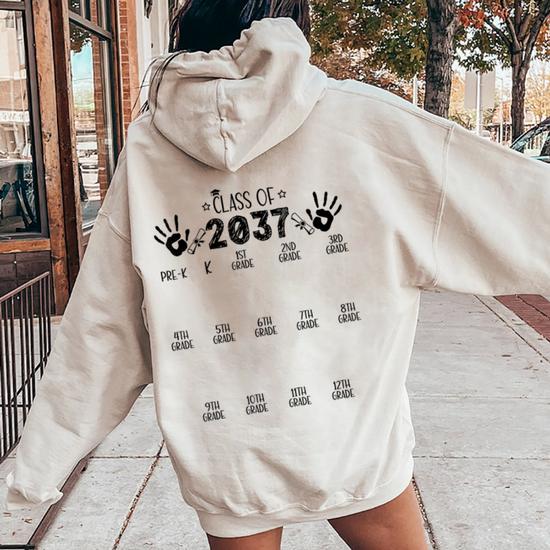 Class Of 2037 Grow With Me Pre-K To 12Th Grade Handprint Women 