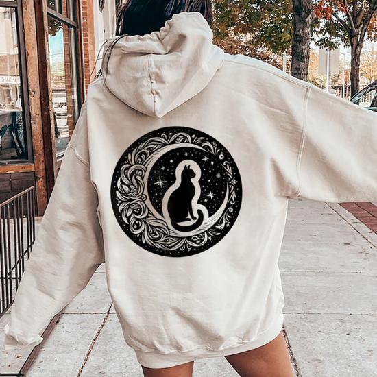 Girl sitting on the moon | Unisex Heavy Blend Crewneck Sweatshirt / Hoodie outlet | Dreamcatcher | Crescent Moon | Lotus Flower | Mother's Day Gift