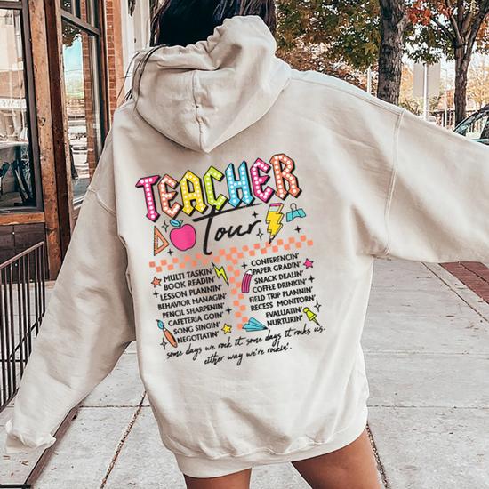 Retro Lightning Bolt Abcd The Teacher Tour Cute On Back