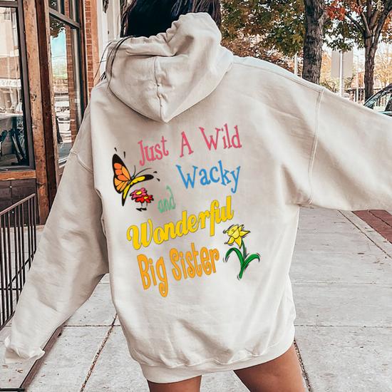 Wonderful Big Sister Best Big Sister Ever Floral Women Oversized Hoodie Back Print Monsterry