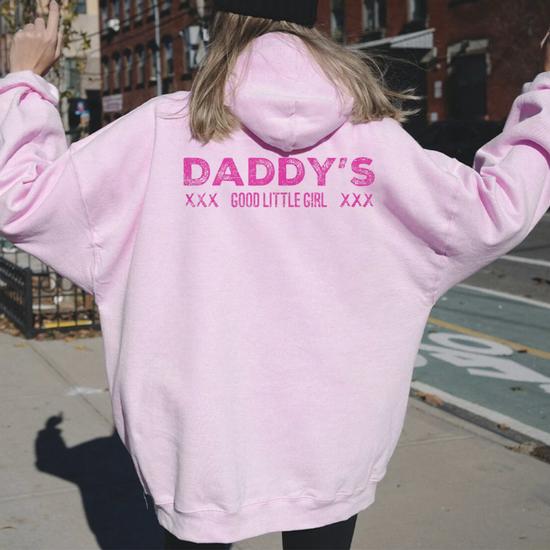 Daddy s Good Little Girl Xxx Love Sexy Vintage Women Oversized Hoodie Back Print Monsterry UK
