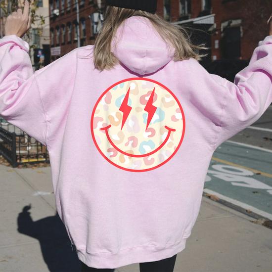 Happy Face Floral Preppy Aesthetic Smile Face Women Oversized