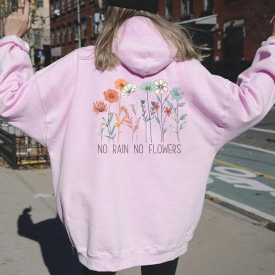 No Rain No Flowers Wildflower Floral Women Oversized Hoodie Back
