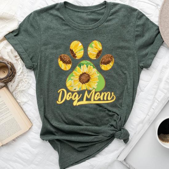Dog Mom Paw Sunflower Pattern Bella Canvas T shirt Monsterry